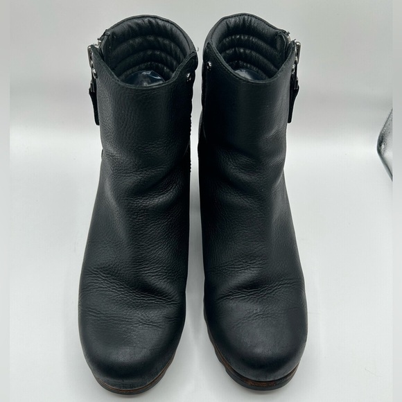 Sorel Women's Black Danica Leather Zip Block Heel Ankle Bootie Sz 10 - Picture 10 of 13